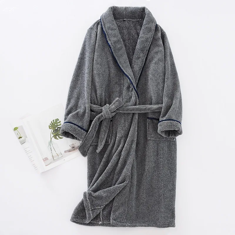 

MECHCITIZ 2019 Winter thick flannel men robe homewear male sleepwear lounge autumn pajamas bathrobe sleepwear warm pyjamas