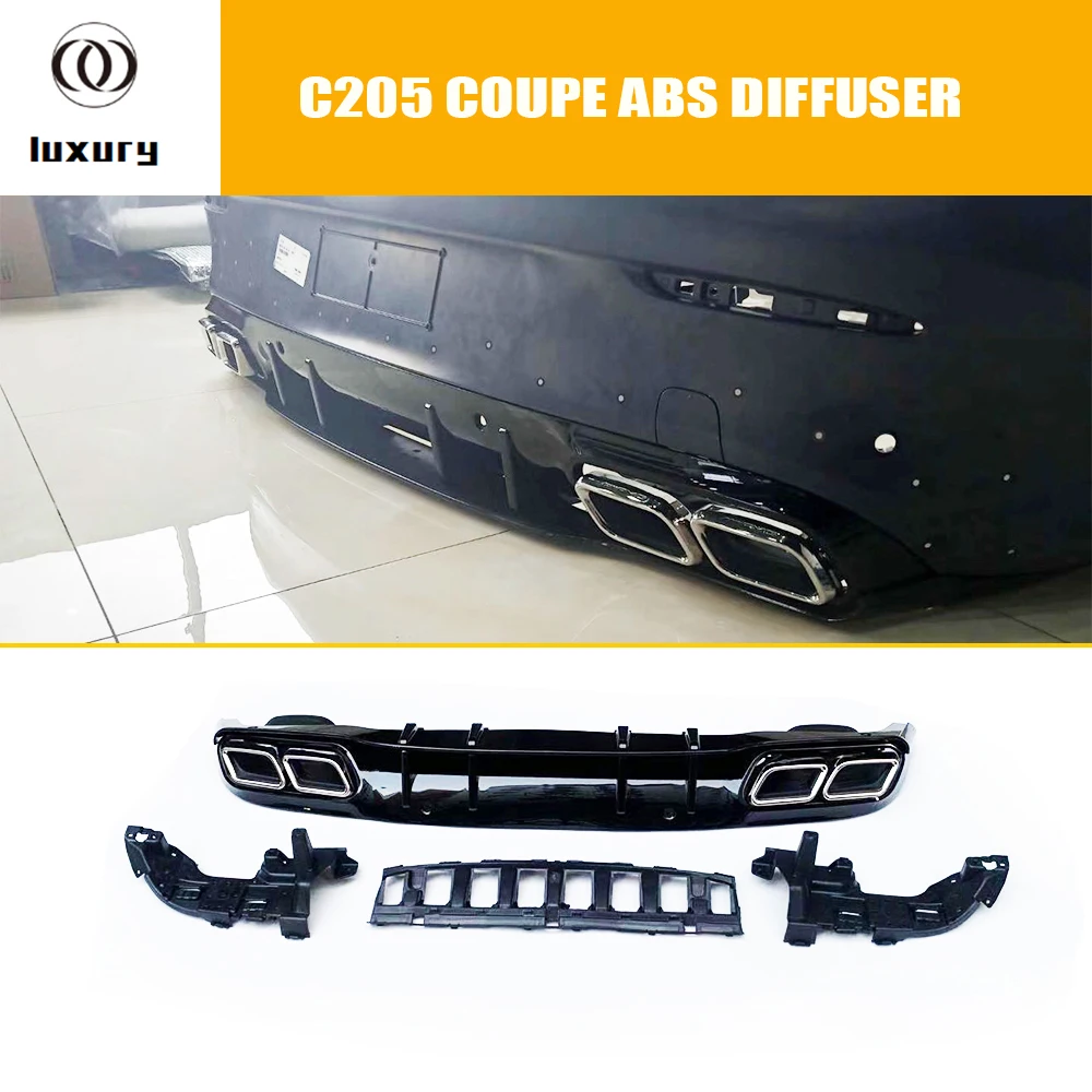 C63s Style ABS Rear Bumper Diffuser with Exhaust Tip for Benz C205 W205 Coupe 2DR C200 C300 C43 & C63 C63s with AMG Package C63s Style ABS Rear Bumper Diffuser with Exhaust Tip for Benz C205 W205 Coupe 2DR C200 C300 C43 & C63 C63s with AMG Package