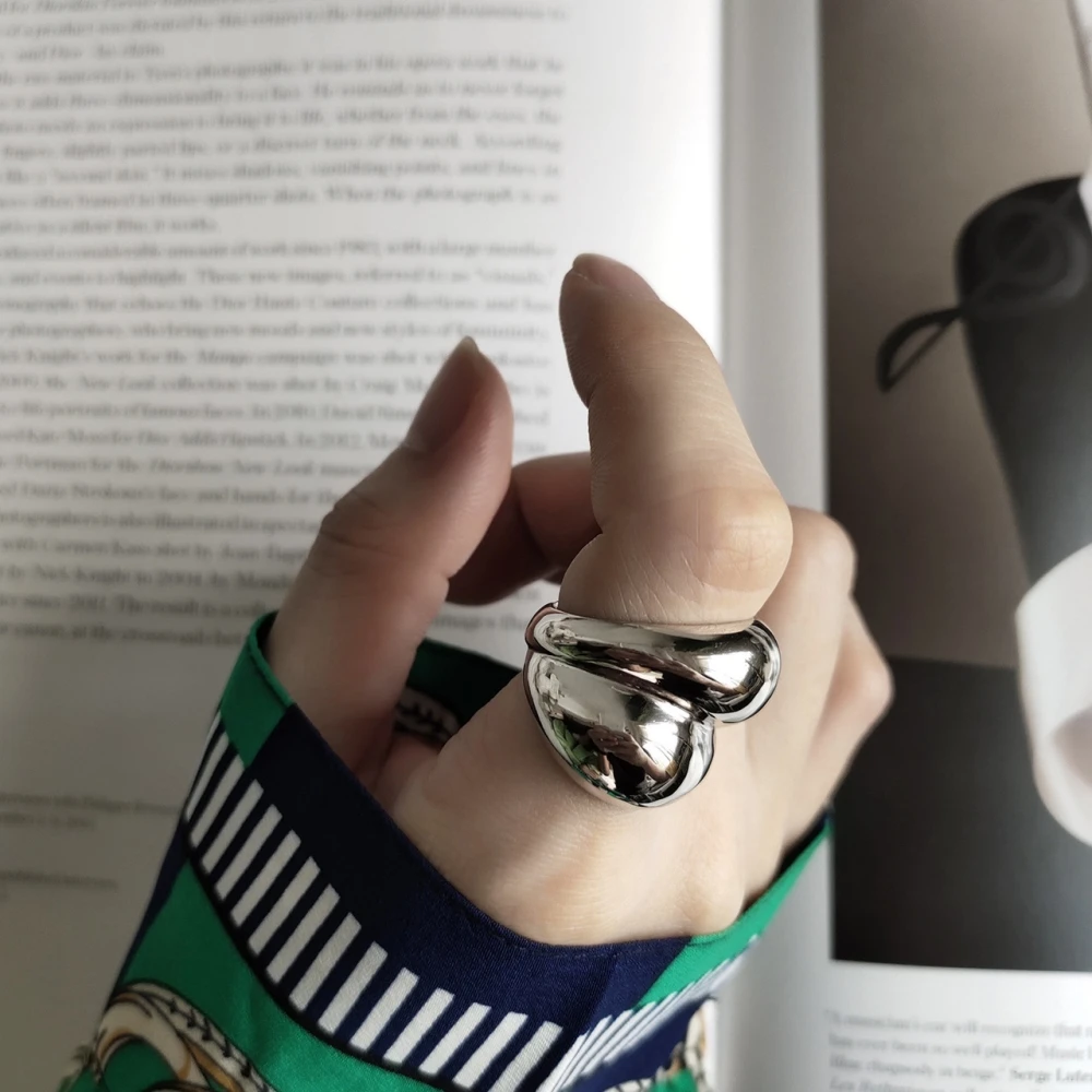 Сверхмощное кольцо из стерлингового серебра 925 пробы с холодным ветром женское Инс минималистическое кольцо с открытым пальцем для женщин кольцо в стиле хип-хоп