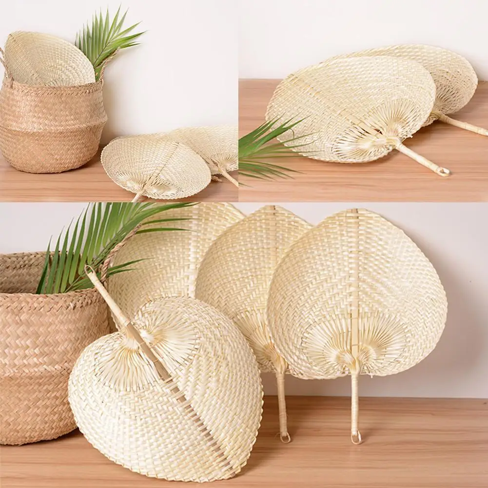 Manual Bamboo Hand Fan Heart Shaped Woven Summer Cooling DIY Wedding Supplies Party Decor | Дом и сад