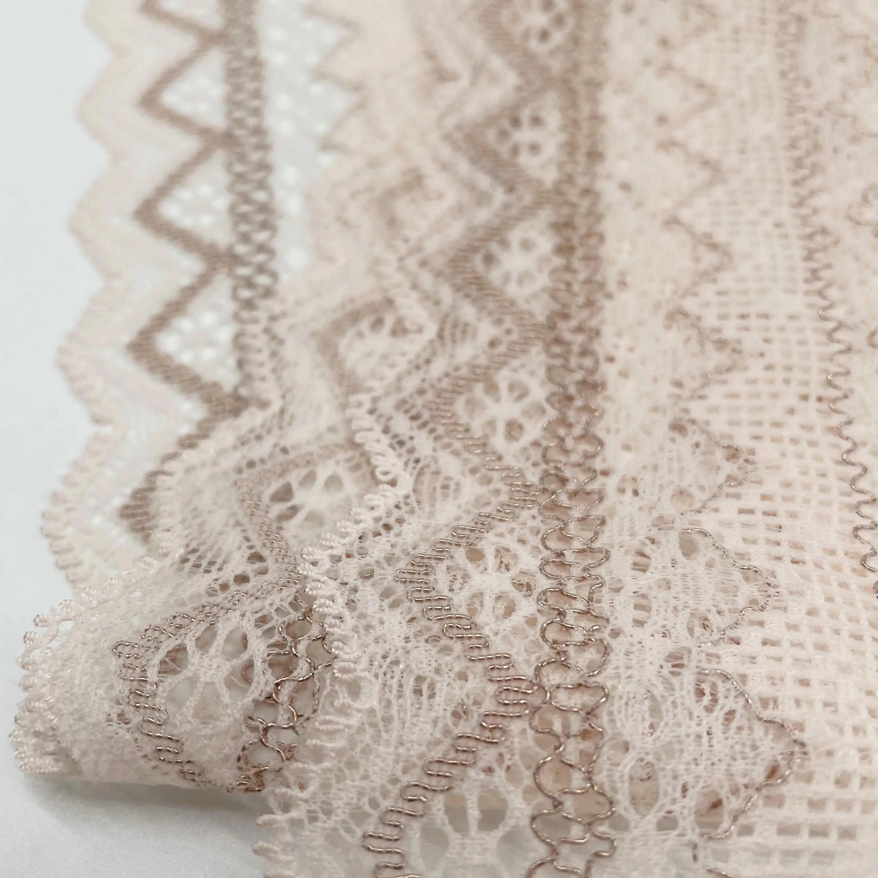 3y/lot Width 24cm Pale Pink Rosegold Stretch Elastic Lace Trim 3