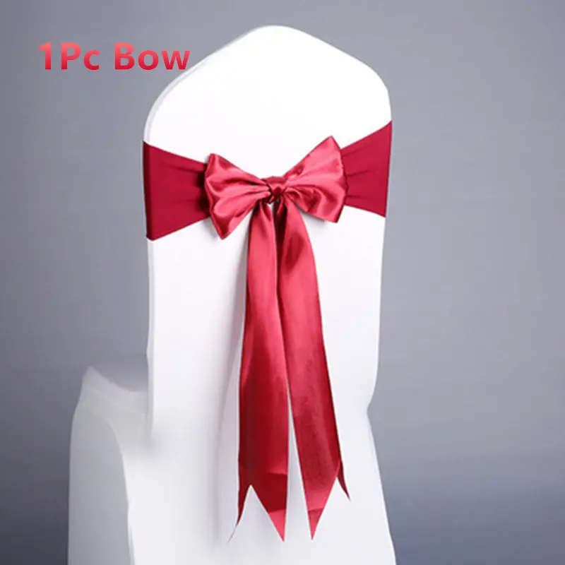 1Pc bow 20 Color Solid Color Chair Cover Spandex Stretch Elastic Slipcovers Chair Covers For Dining Room Kitchen Wedding Banquet Hotel - Цвет: 1Pc bow