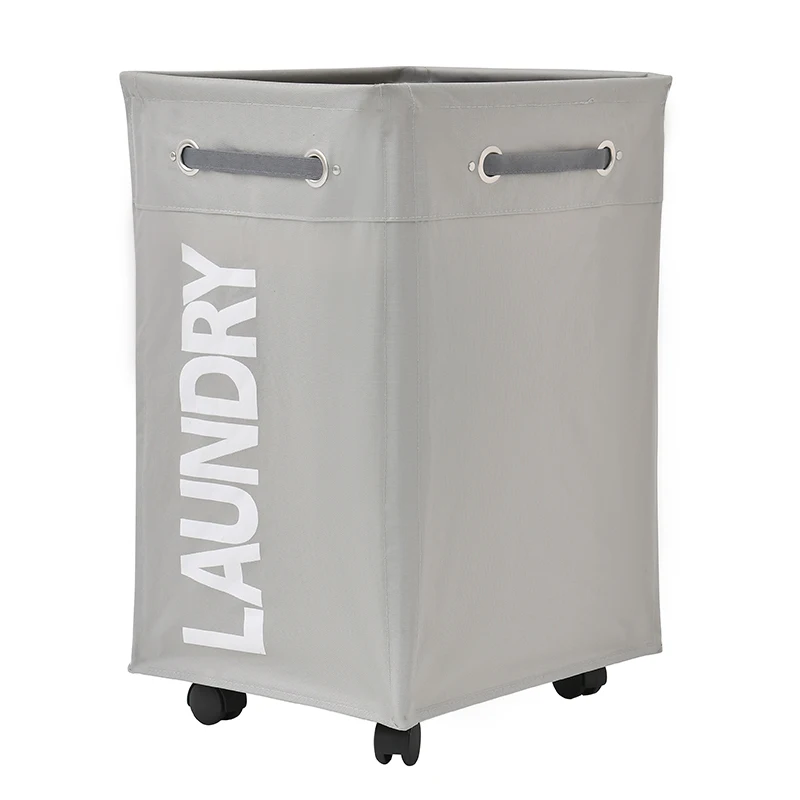 Light gray SHUSHI корзина для белья и грязной одежды складная корзина для хранения с колесом для офиса водонепроницаемый Оксфорд ванная комната корзина для белья - Цвет: Light gray