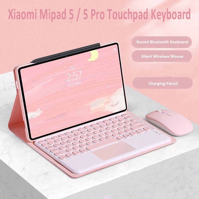 

NEW for 2021 Xiaomi Mipad 5 Touchpad Keyboard Case Wireless Mouse for Xiaomi Mi Pad 5 Pro Magnetic Smart Cover Funda