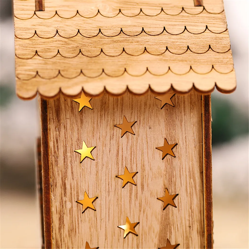 Рождественские деревянные украшения для салона новогодний Светодиодный свет маленький дом игрушки для рождественской елки светящийся цветной домик#15
