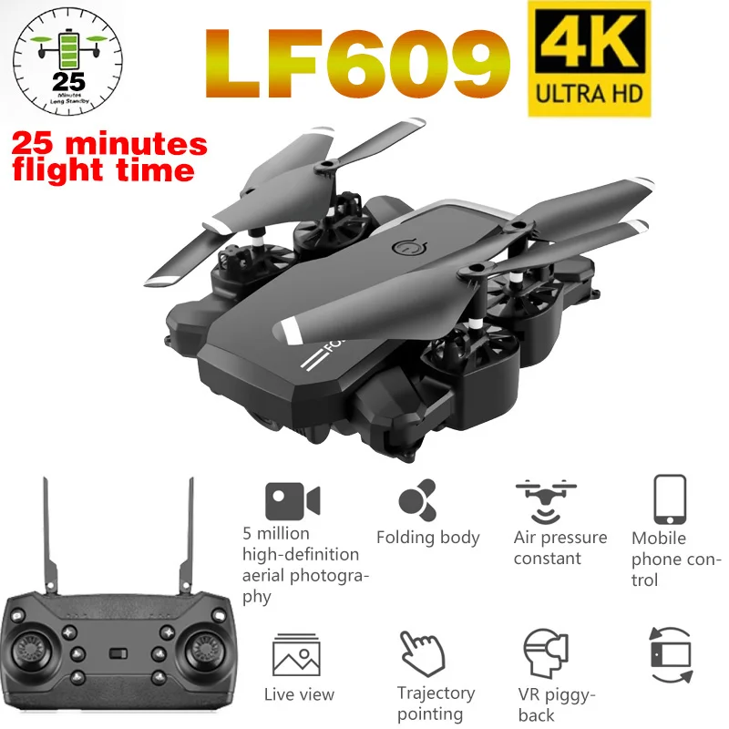 LF609 Дрон 4K с HD камерой WIFI 1080P двойная камера следуй за мной Квадрокоптер FPV