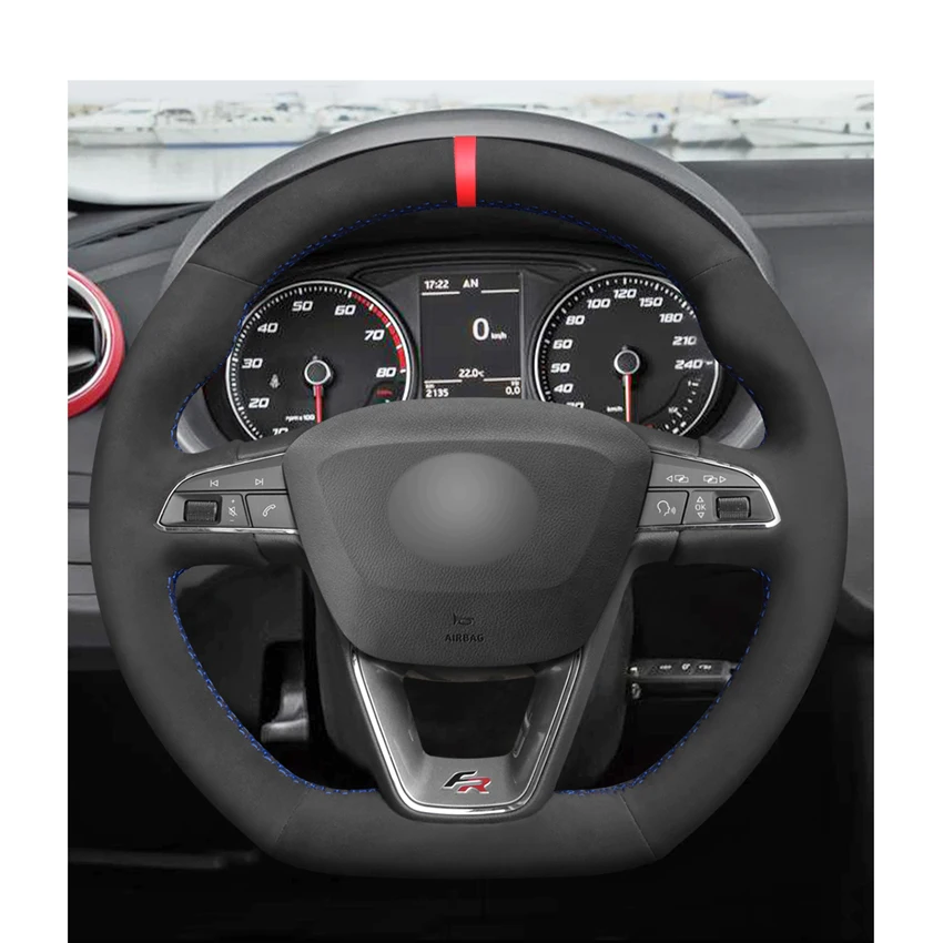 Black-Synthetic-Suede-Steering-Wheel-Cover-for-Seat-Leon-Cupra-R-2013-2019-Ibiza-Cupra-2016-1