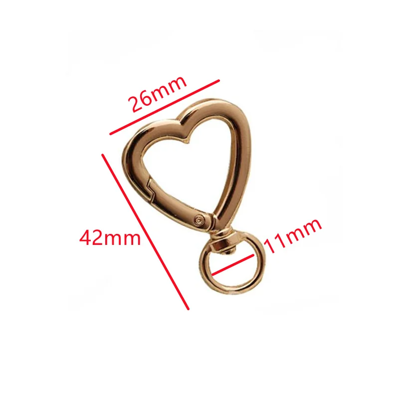 5 stücke 42x26mm Swivel Karabiner Verschluss Schlüsselanhänger Herz Metall Schlüssel Halter Fob Für Handtasche Geldbörse Schlüsselring yourself Machen Liefert – Detail 3