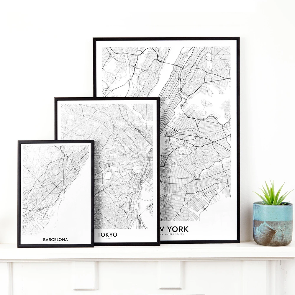 Black-and-White-World-City-Map-New-York-Bangkok-Paris-Wall-Art-Canvas-Poster-Prints-Nordic (1)