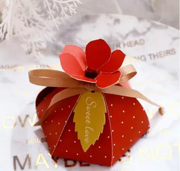 

60Pcs New Flower Blosson Style Wedding Favors Candy Boxes Bomboniera Chocolate Box Sachet Party Supplies Gift Box 9.8x6.5cm