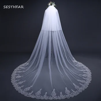 

Long 3 Meter wedding veil Lace Edge Bridal Veil with Comb Wedding Accessories Sluier Vestido de noiva voile de mariee