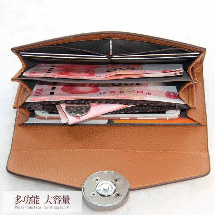 

New Style Korean-style Mid-length Wallet Versitile Fashion Multi-Capacity Wallet Embossed Leather Women's Genuine Leather Clutch