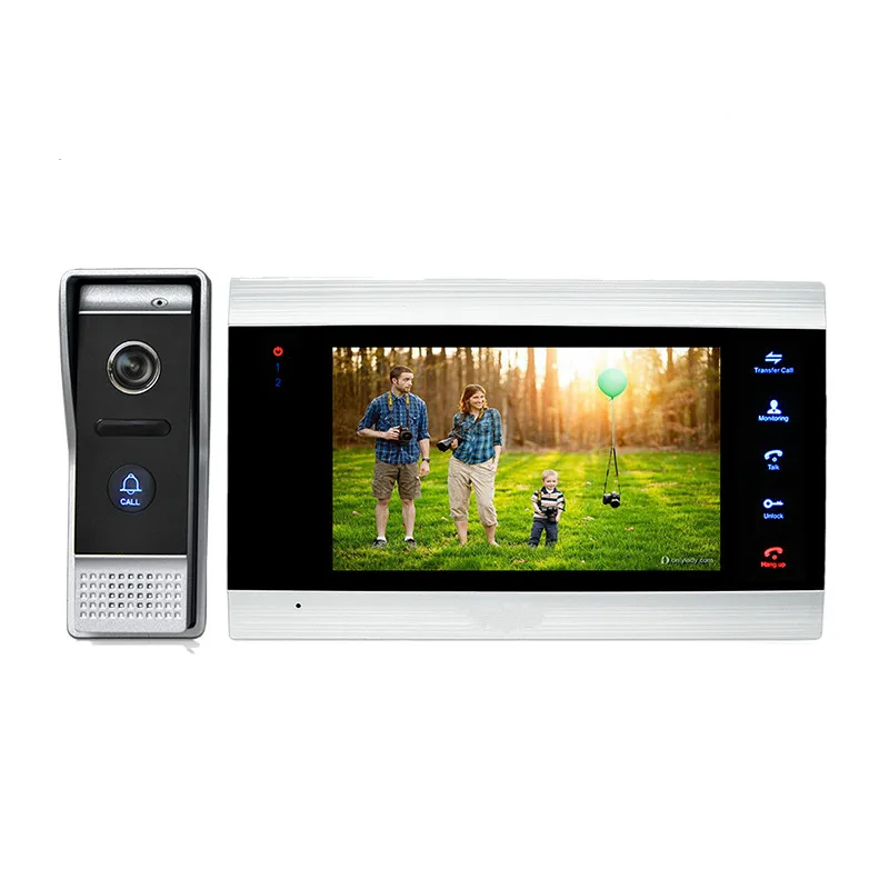 

1200TVL 7" Color Video Intercom Door Phone Recording System 110 Degree View Angle Night Vision Doorbell Camera Unlock Monitor