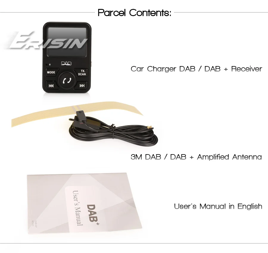 Erisin ES367 автомобильное радио стерео DAB+ цифровой приемник Bluetooth USB зарядное устройство дуплексный MP3 A2DP RDS