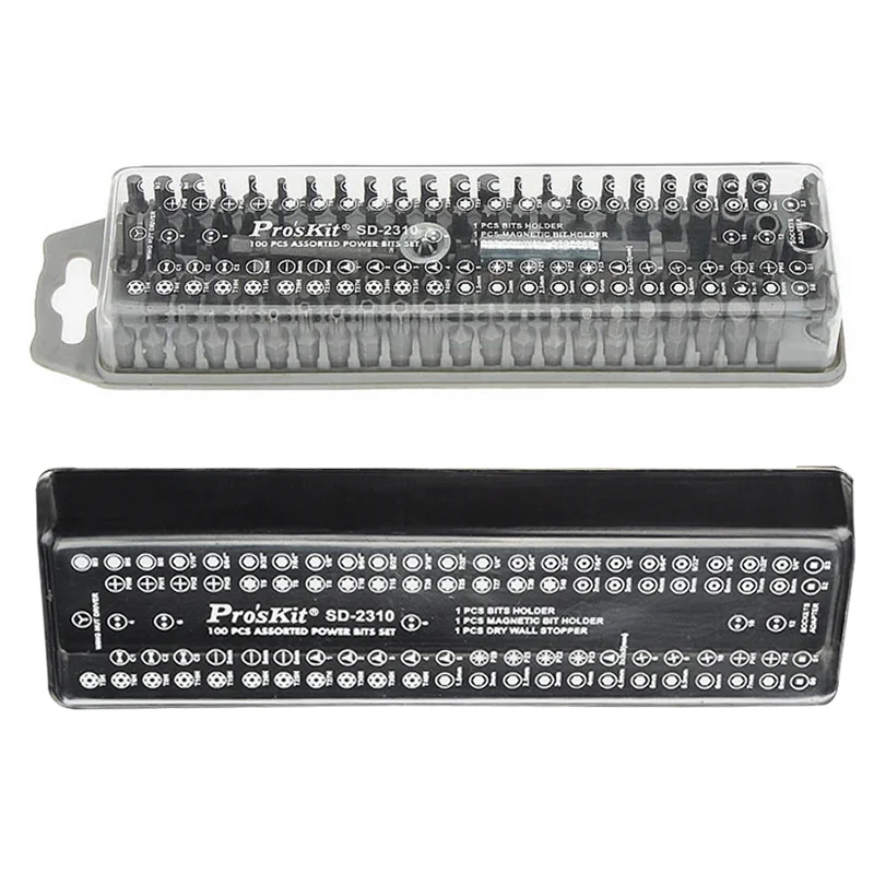 Pro'sKit SD-2310 Assorted Electric screwdriver Bits 100pcs crewdriver exchange bits for DIY ratchet power Tool steel bits