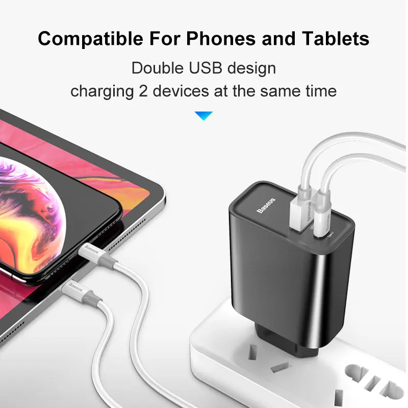 Baseus двойное USB быстрое зарядное устройство 30 Вт поддержка быстрой зарядки 4 0 3 для