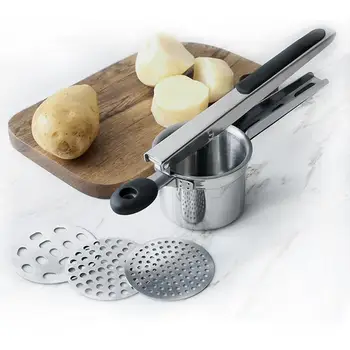 

Potato Mashers Ricers Kitchen Cooking Tools Stainless Steel Pressure Mud Puree Vegetable Fruit Press Maker Garlic Presser