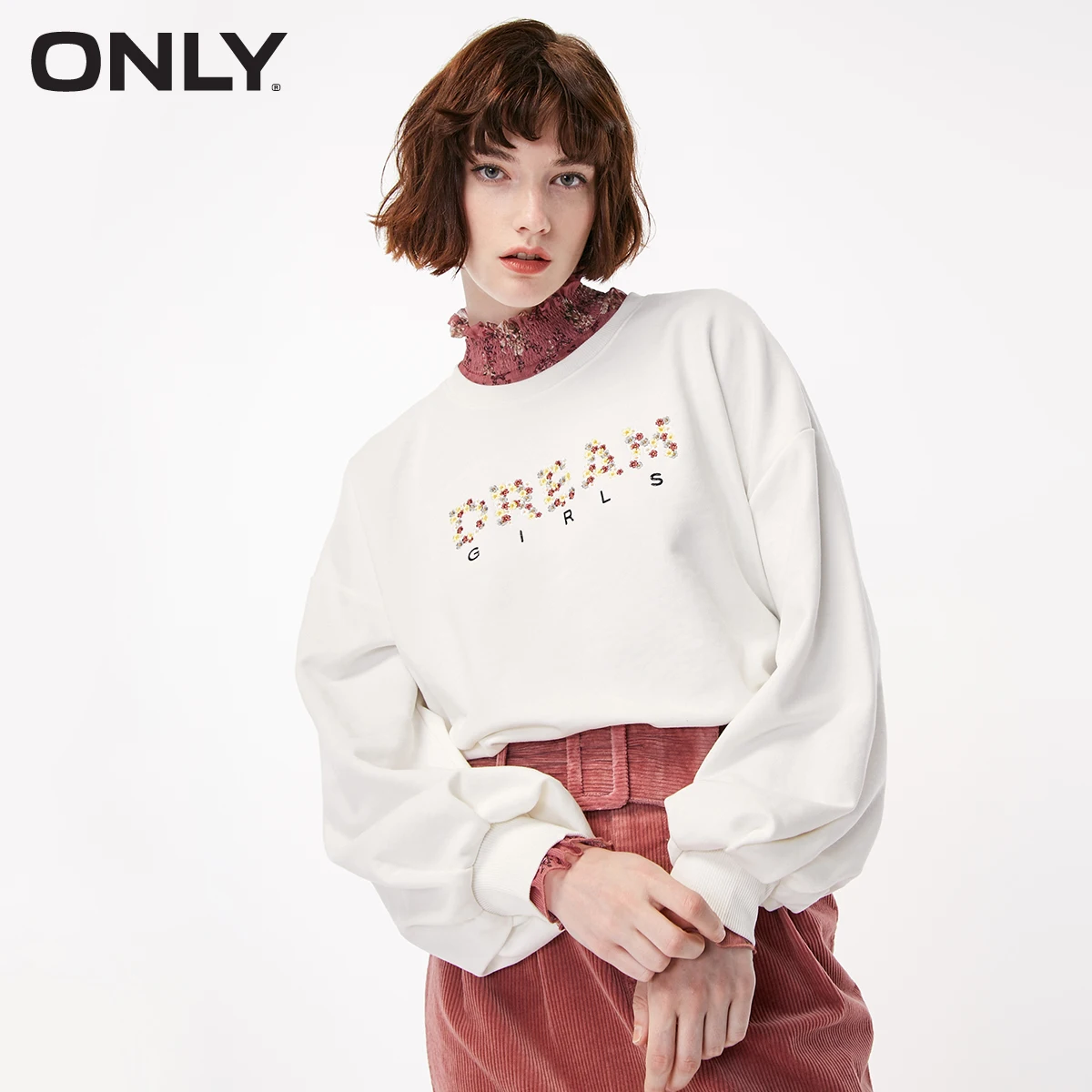 

ONLY summer new letter printing embroidery pullover sweater women | 11849S506