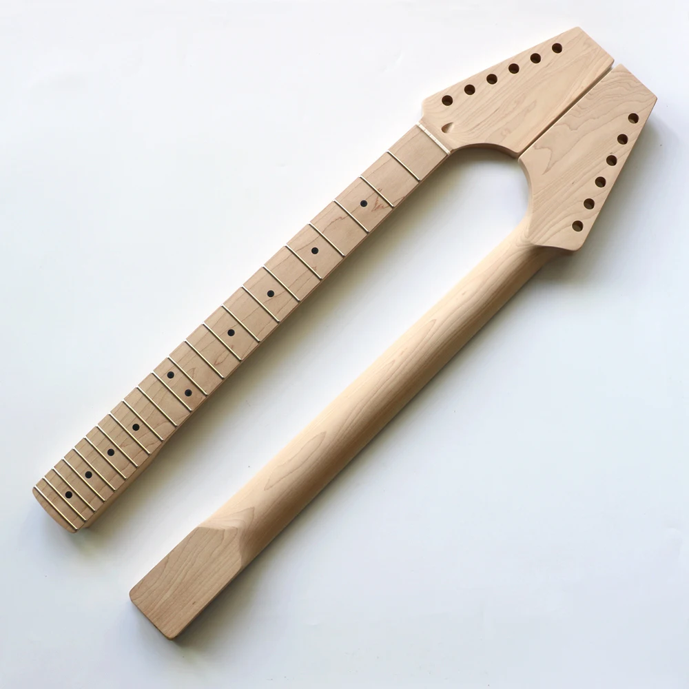 Paddle headstock 22 fret Roasted Maple guitar neck unfinished for custom Strat and tele style guitars kits with bone nut