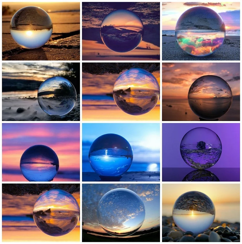 

DIY Diamond Painting Landscape Sea Glass Ball Cross Stitch Mosaic Daimond Painting Scenery Sunset Full Square Home Decor