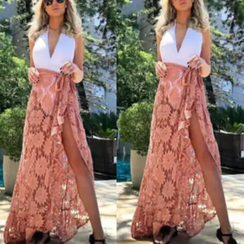 

Sexy Women Bikini Cover Up Swimwear Sheer Beach Maxi Wrap Skirt Sarong Pareo Dress Solid Bandage Beachwear