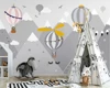 beibehang Customized modern Nordic hand-painted hot air balloon small animal children's room interior background wallpaper ► Photo 3/6