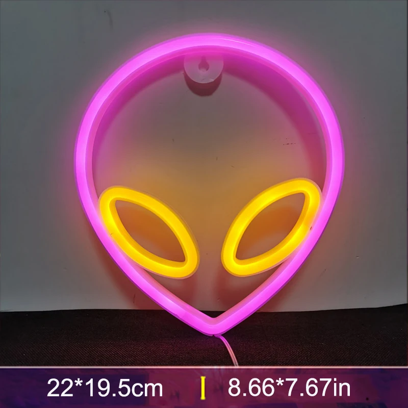 candle night USB LED Neon Night Elliptical Planet Rocket Sign Night Lamp Alien Face Neon Light Home Decorative Neon Lamp Party Room decorative night lights Night Lights