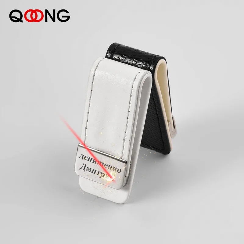 Mens Leather Money Clip Wallet Women Slim Metal Money Holder Couple Safe Wallet Bill Clip Clamp for ML1-046 metal money clip