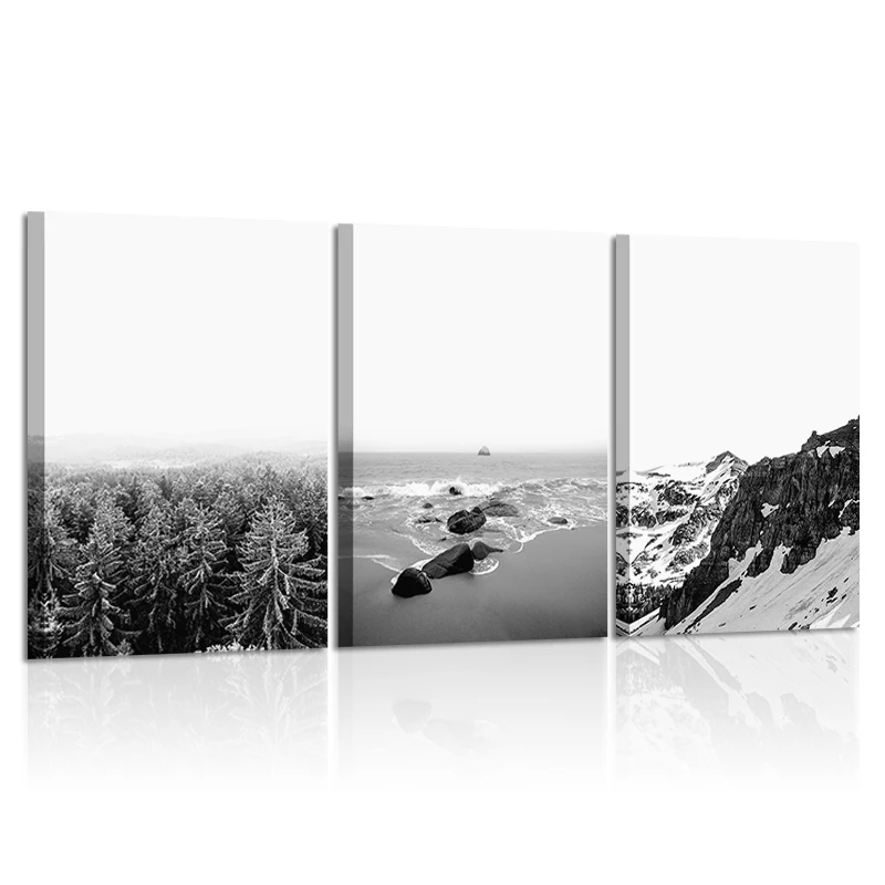 Черно-белые принты настенная живопись скандинавский лес настенный плакат набор