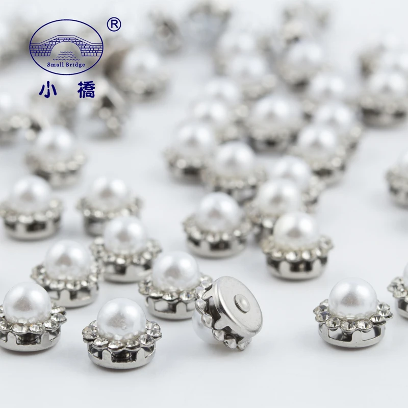 Weiß Perle Glas Strass Für Nähen Blume Form Flatback Strass Mit Klaue Silber Unten Diy Kleidung Strass S140 – Detail 3
