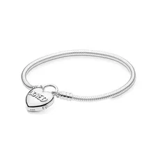 Серебряный браслет в форме сердца 925, ювелирный браслет, сделай сам, ювелирные браслеты для женщин, День Святого Валентина, День рождения, Рождество, Год, творческие подарки