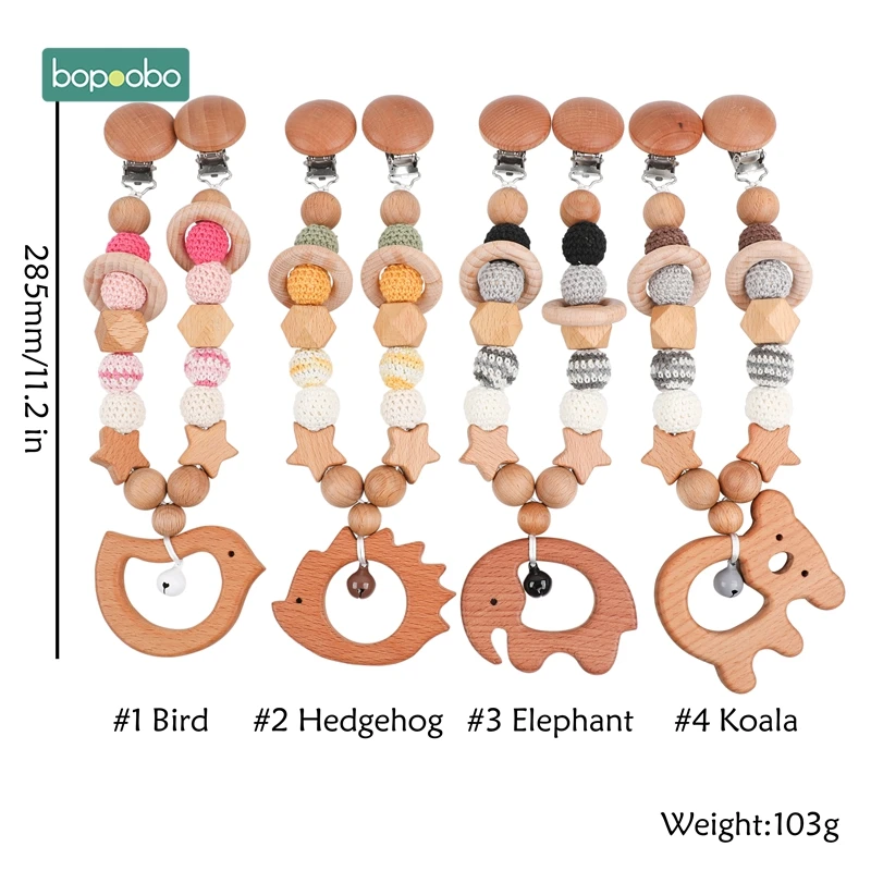 Wooden Baby Teether Wooden Pram Clip Baby Toy Baby Mobile Pram Personalize Baby Teething Pacifier Chain Chewable Baby Rattle