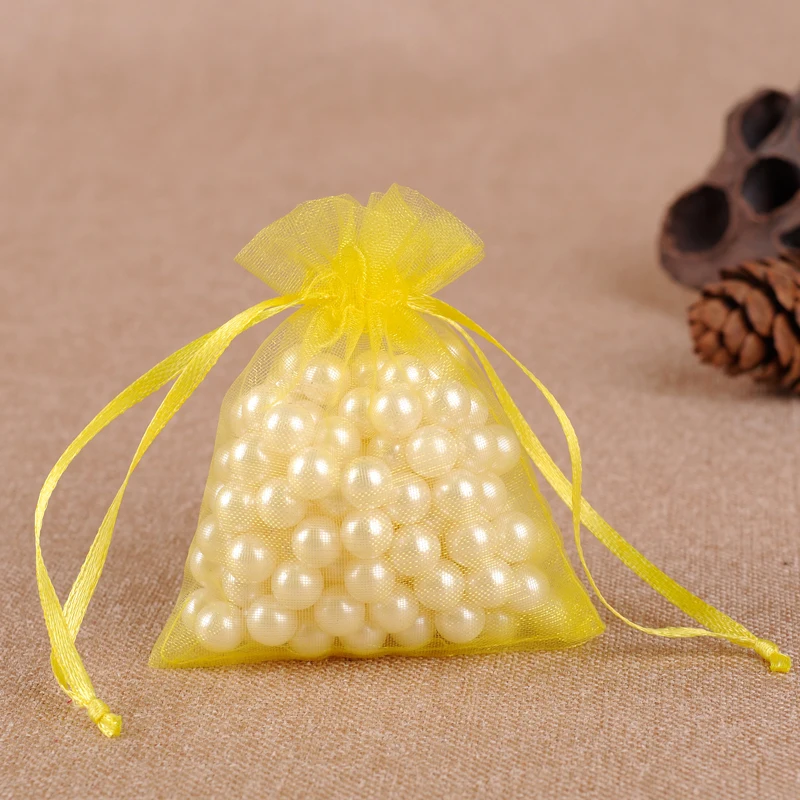 yellow 100 шт ювелирные сумки упаковка Organza Сумки Из Органзы 7x9 9x12 10x15 13x18 17x23 см подарочные сумки Саше органза свадебное Причастие Декор - Цвет: yellow