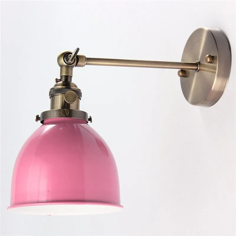 Розовый E27 Modern Wall Lamp Vintage Loft Wall Light Edison Bulb Plated Iron Retro Industrials Home Lighting Bedside Lamp 110-240V - Цвет корпуса: Розовый