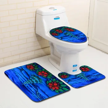 

Flannel Printed 3pcs/set Bathroom Bath Carpet Set Anti-slip Washroom Floor Mats Doormats Absorbent Toilet Rugs Bathroom Mats