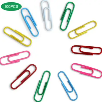 

100Pcs Colorful Multi-fuction Paper Clips Classified Notes Clips Metal Clip For Kids Student School Stationery Office Supplies
