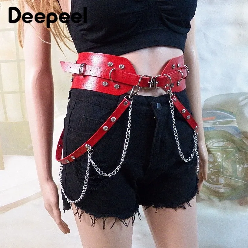 Deepeel 1 шт. 6 см* 120 см Женская высокая талия панк широкий пояс-ремень Стразы металлическое кольцо декоративная ретро цепь пояс для отдыха CB605