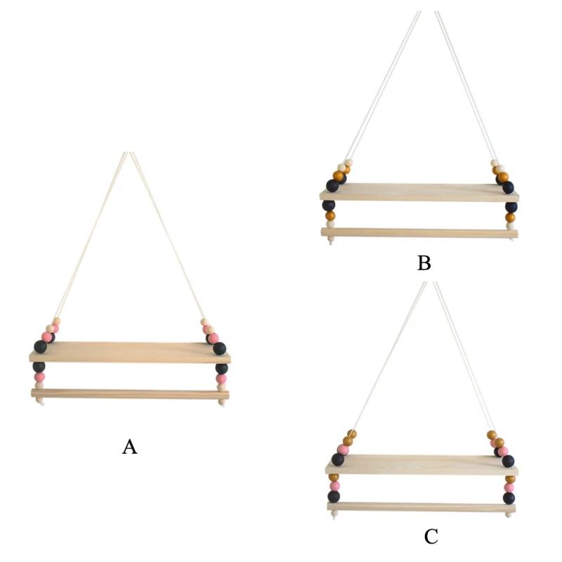 Деревянная подвесная полка, яркие деревянные бусины, украшение стены, деревянная подвесная полка, украшение дома, аксессуары для дома
