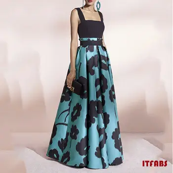 

2019 Summer Long Dress Floral Print Sashes Long Dress Tunic Maxi Dress Women Evening Party Dress Sundress Vestidos de festa XL