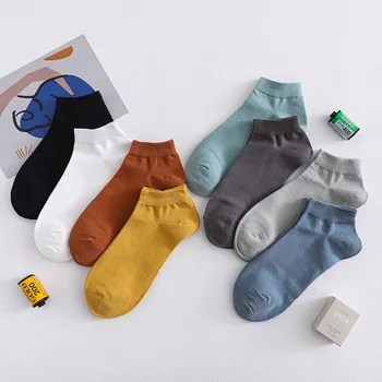 

Spring Summer Men Cotton Ankle Socks For Men's Business Casual Solid Color Short Socks Male Sock Slippers Meias