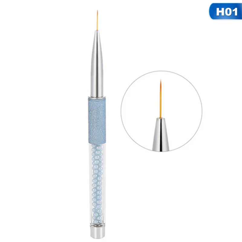 Инструмент для дизайна ногтей, резная кристальная ультратонкая ручка для черчения, потяните проволоку, фототерапия, цветок, двойная металлическая ручка - Цвет: 01