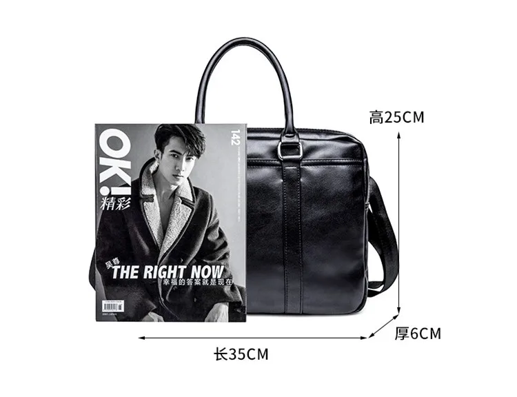 Мужской деловой офисный портфель, роскошная брендовая кожаная сумка для компьютера, ноутбука, Мужская большая повседневная черная сумка на плечо