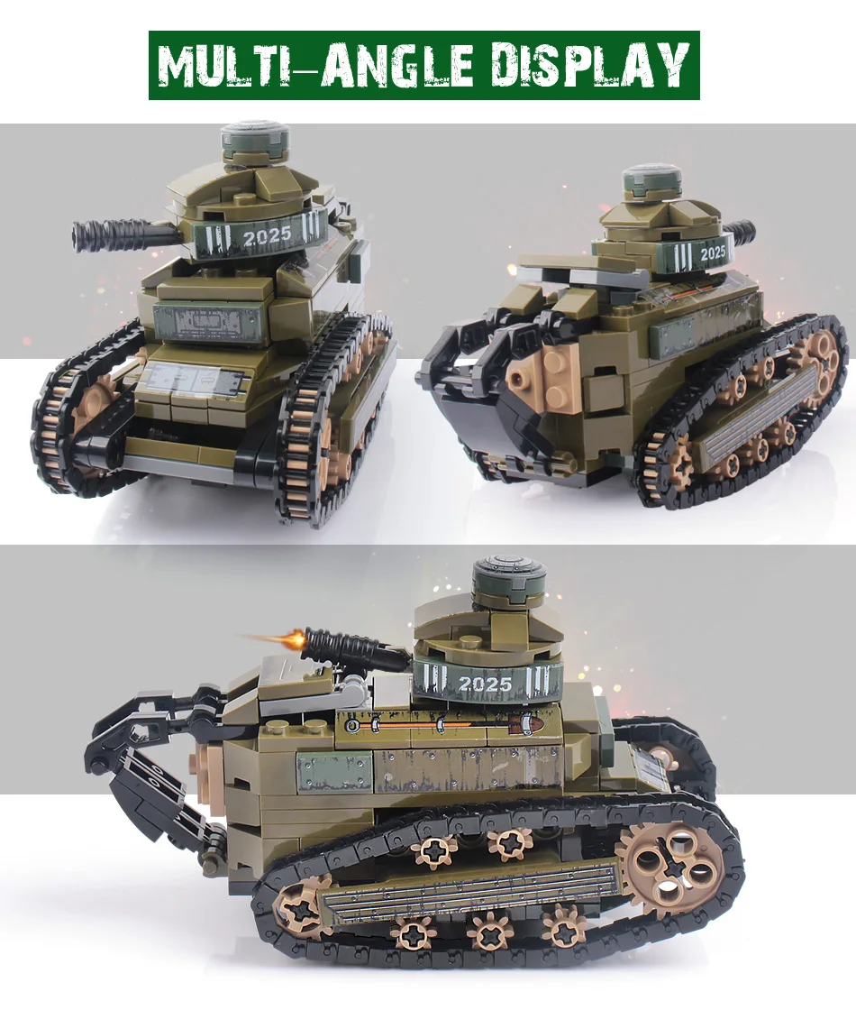 Renault FT17 Танк военные строительные блоки Совместимые армейский солдат оружие фигурки Кирпичи игрушки для детей