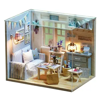 

Interesting Dollhouse Sunshine Princess 3D DIY Household Creative House Kit with Dust Cover DIY Assemble Stem Toys For Kids