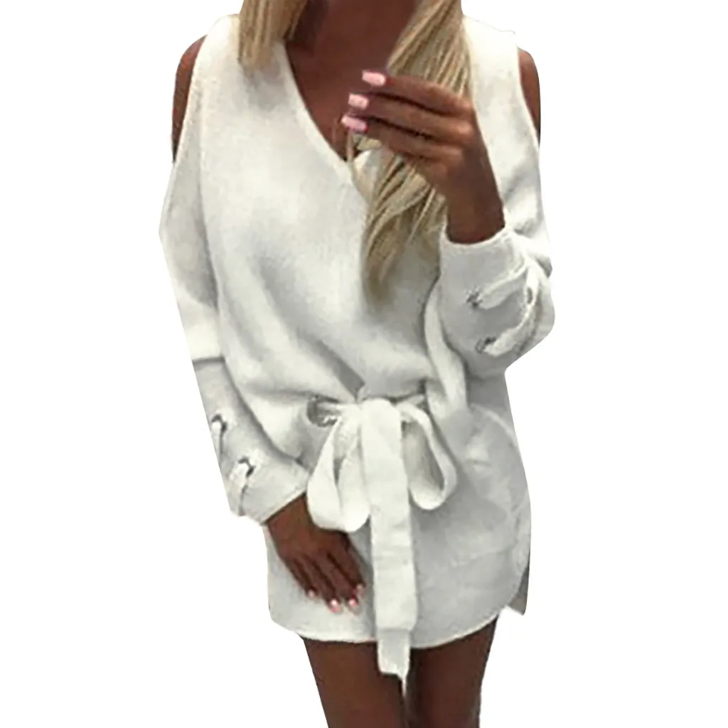 Sweater Women Basic Sweaters For pullover Women's Ladies Pullover Loose Strapless Long Sleeve Sweater Knitwear Dress sweater