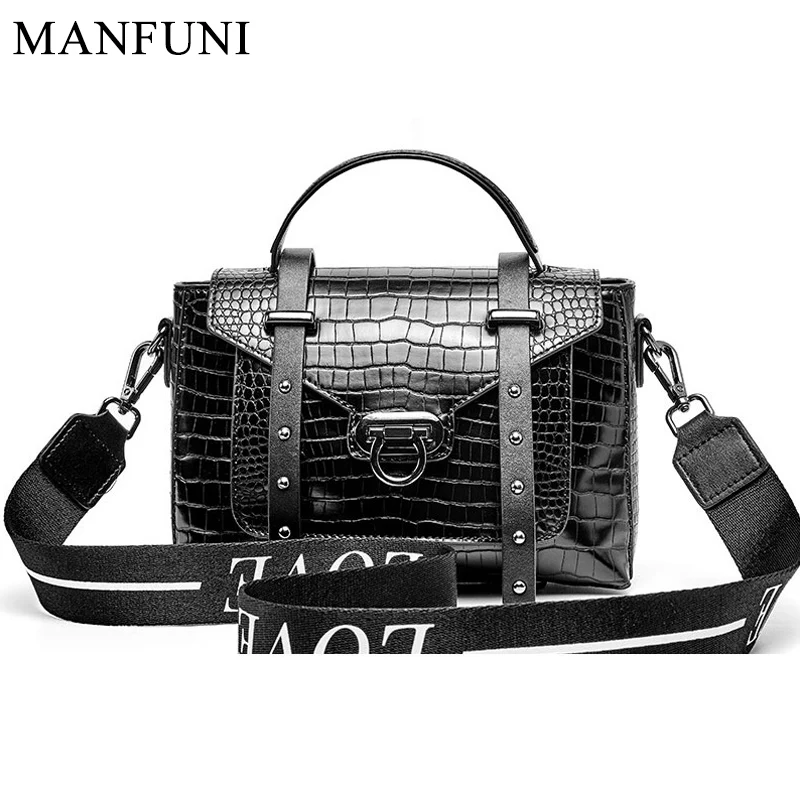 

Famous Brand Designer Women Messenger Bag 100% Real Cowhide Leather Crocodile Pattern Print Handbag Luxury Shoulder Purse