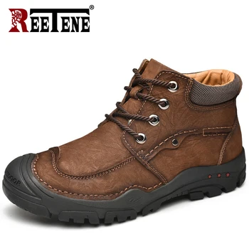 

REETENE Lace-Up Casual Men Boots High Quality Warm Men'S Snow Boots Comfort Non-Slip Boots For Men Waterproof Work Boots Male