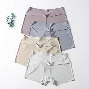 

Simple Female Ice Silk Seamless Panties Summer Anti-light Safety Pants Leggings Girls Four-corner Boxer Briefs shorts women