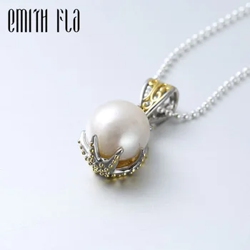 

Brand Sterling 925 Silver Baroque Necklace Pendants with Freshwater Pearl for Women Trendy Pendants For Necklace Jewelry Gift