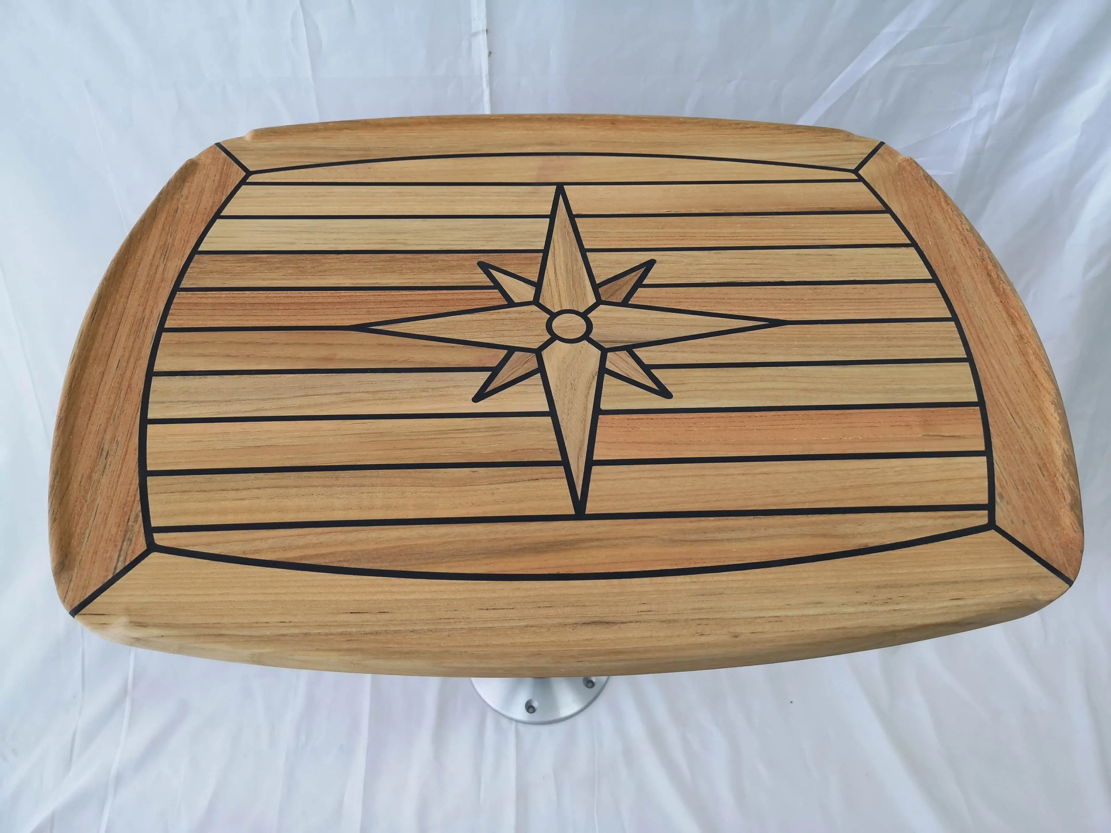 450mm x 600mm Teak Table Top Nautic Star Barrel Shaped Marine Boat RV Caravan TH4560